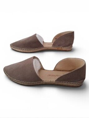 Macarena Espadrille Flats Size 9 D'orsay Taupe Suede Slip On Closed Toe Like New